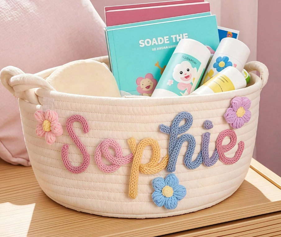 Personalized Woven Baby Gift Basket