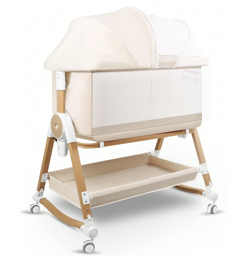 4-in-1 Adjustable Baby Bedside Bassinet with Mosquito Net