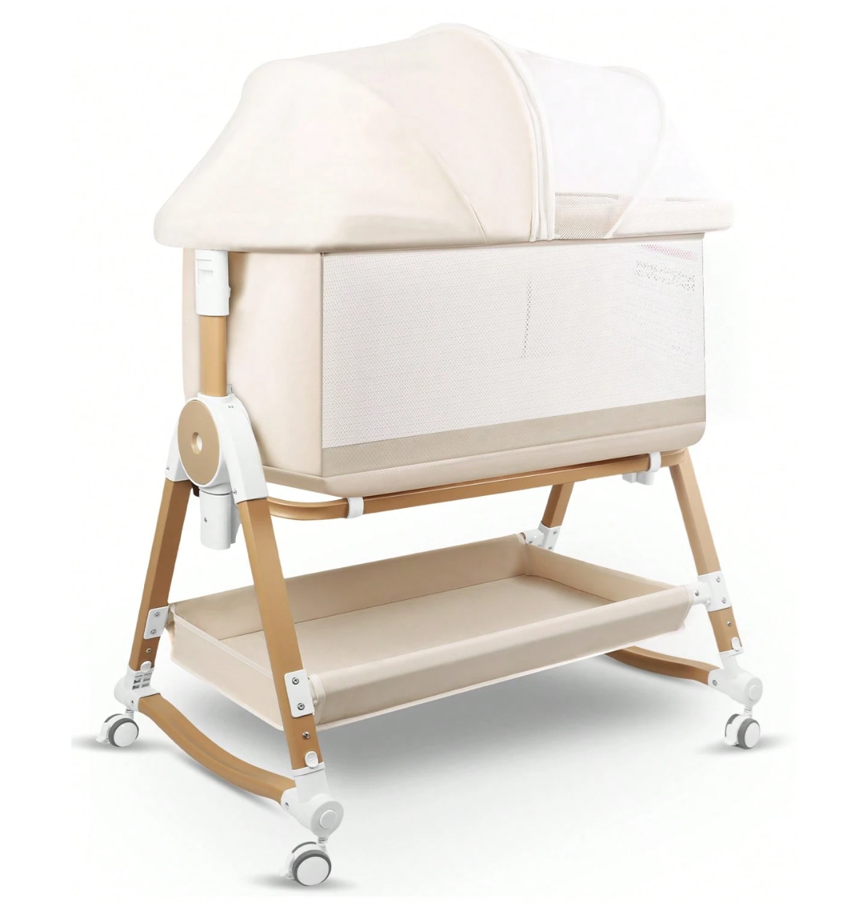 4-in-1 Adjustable Baby Bedside Bassinet with Mosquito Net