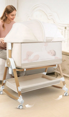 4-in-1 Adjustable Baby Bedside Bassinet with Mosquito Net