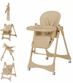 6-in-1 Foldable Baby High Chair with Adjustable Height and Tray