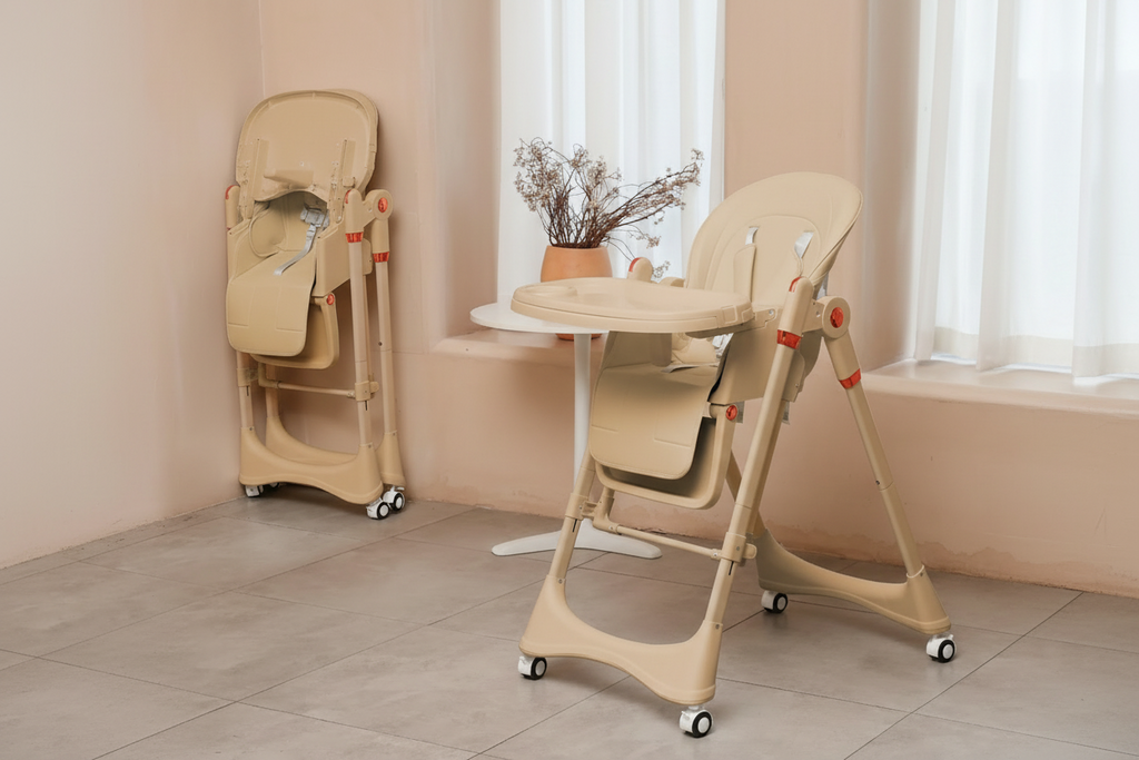 6-in-1 Foldable Baby High Chair with Adjustable Height and Tray
