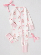 Pink Bear Zipper Baby Sleep Jumpsuit