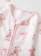 Pink Bear Zipper Baby Sleep Jumpsuit