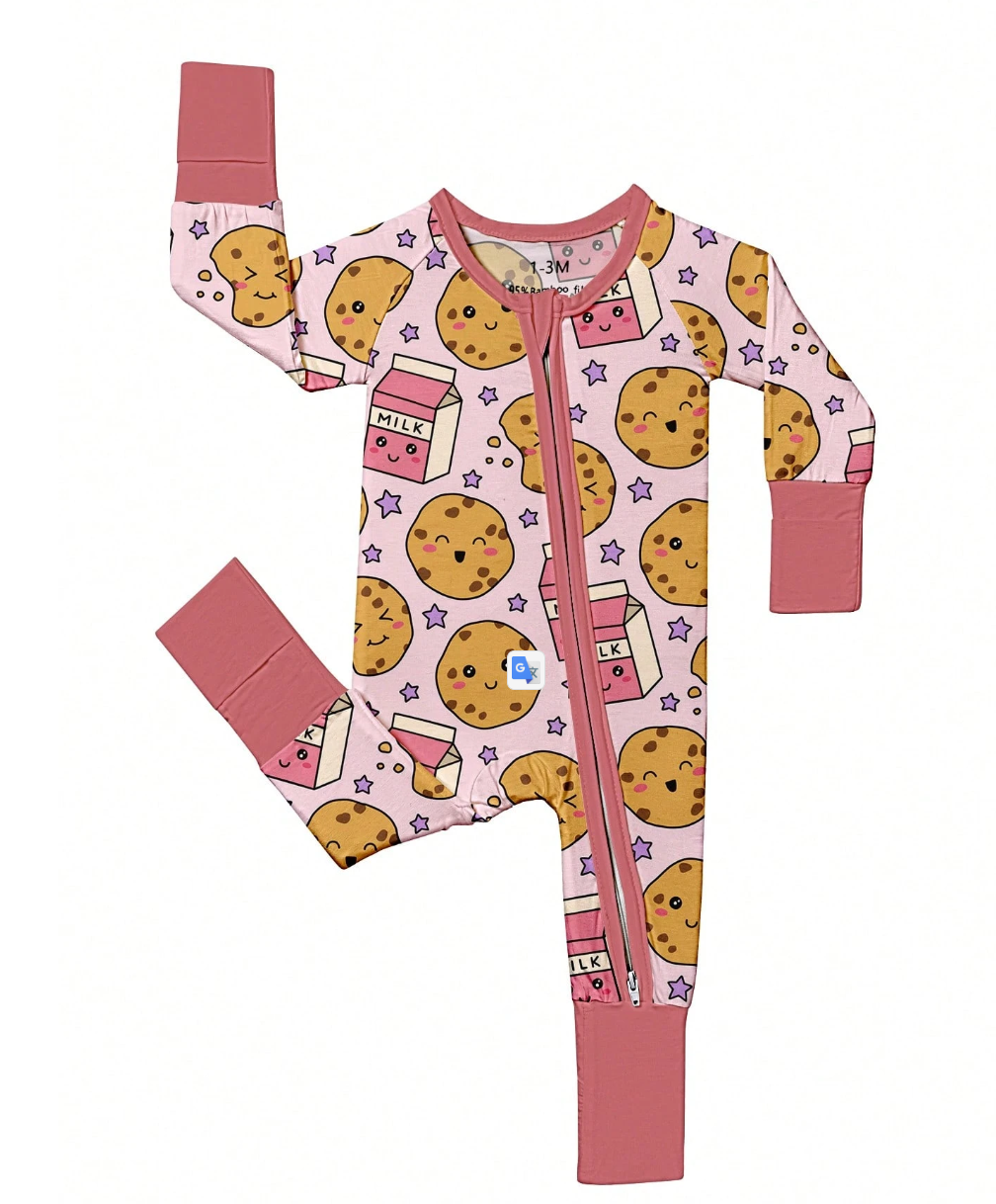 Pink Bamboo Zip-Up Baby Romper