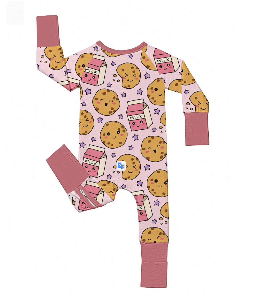 Pink Bamboo Zip-Up Baby Romper