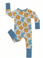 Blue Cookie Print Bamboo Baby Romper