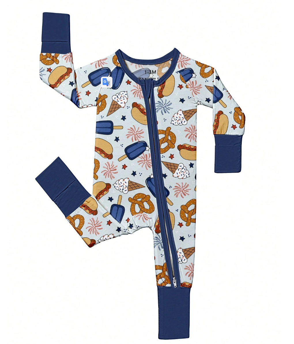 Baby Bamboo Zip-Up Printed Romper