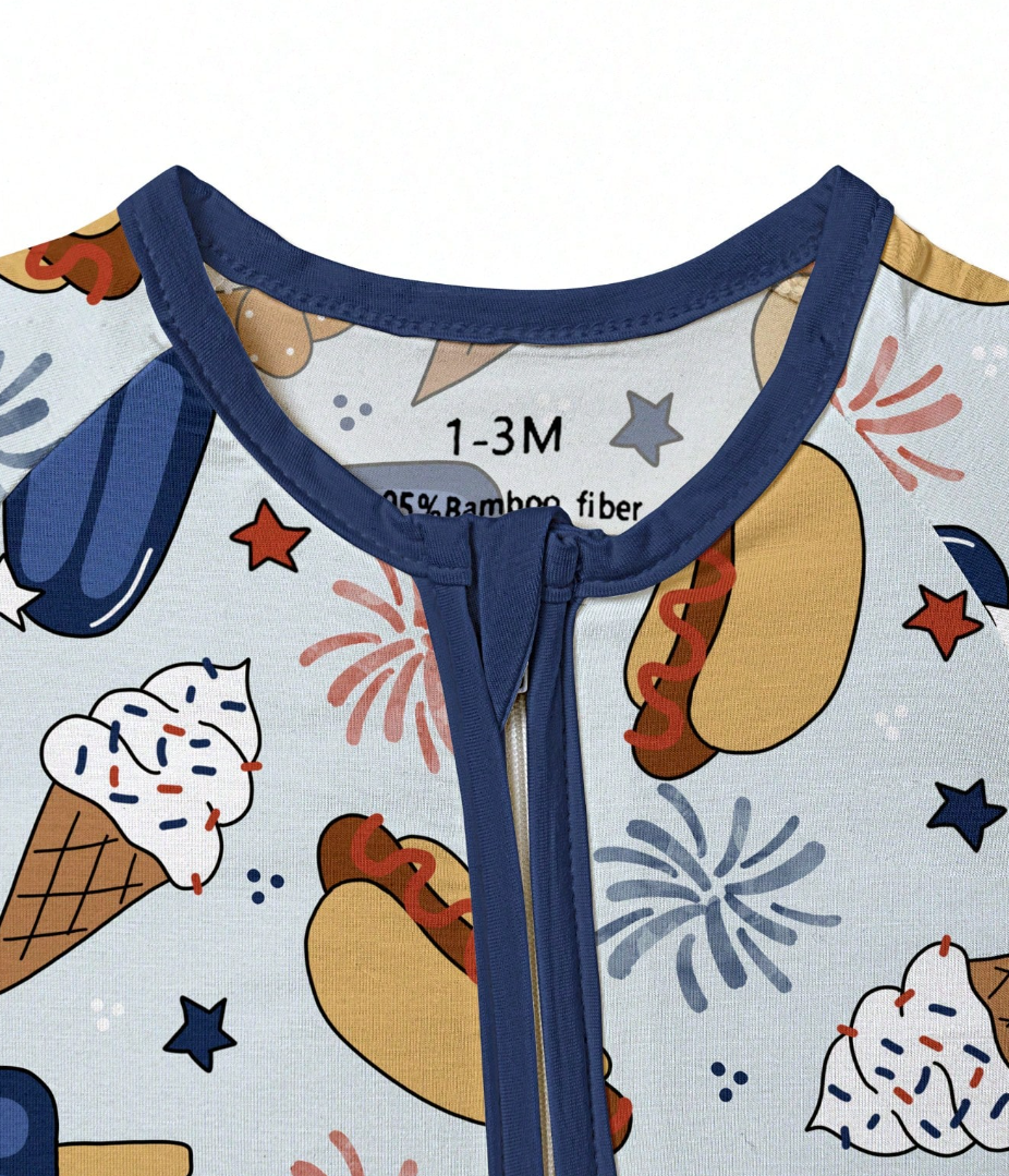 Baby Bamboo Zip-Up Printed Romper