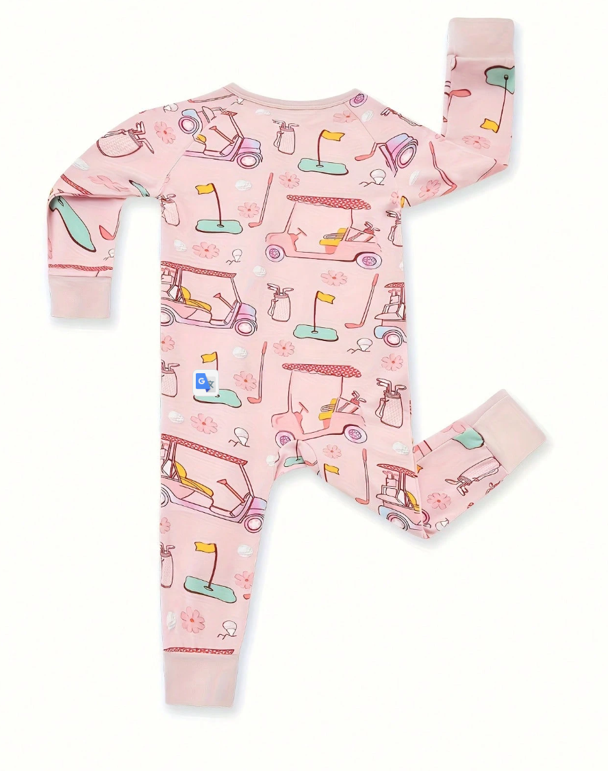 Bamboo Baby Girl Zipper Printed Jumpsuit