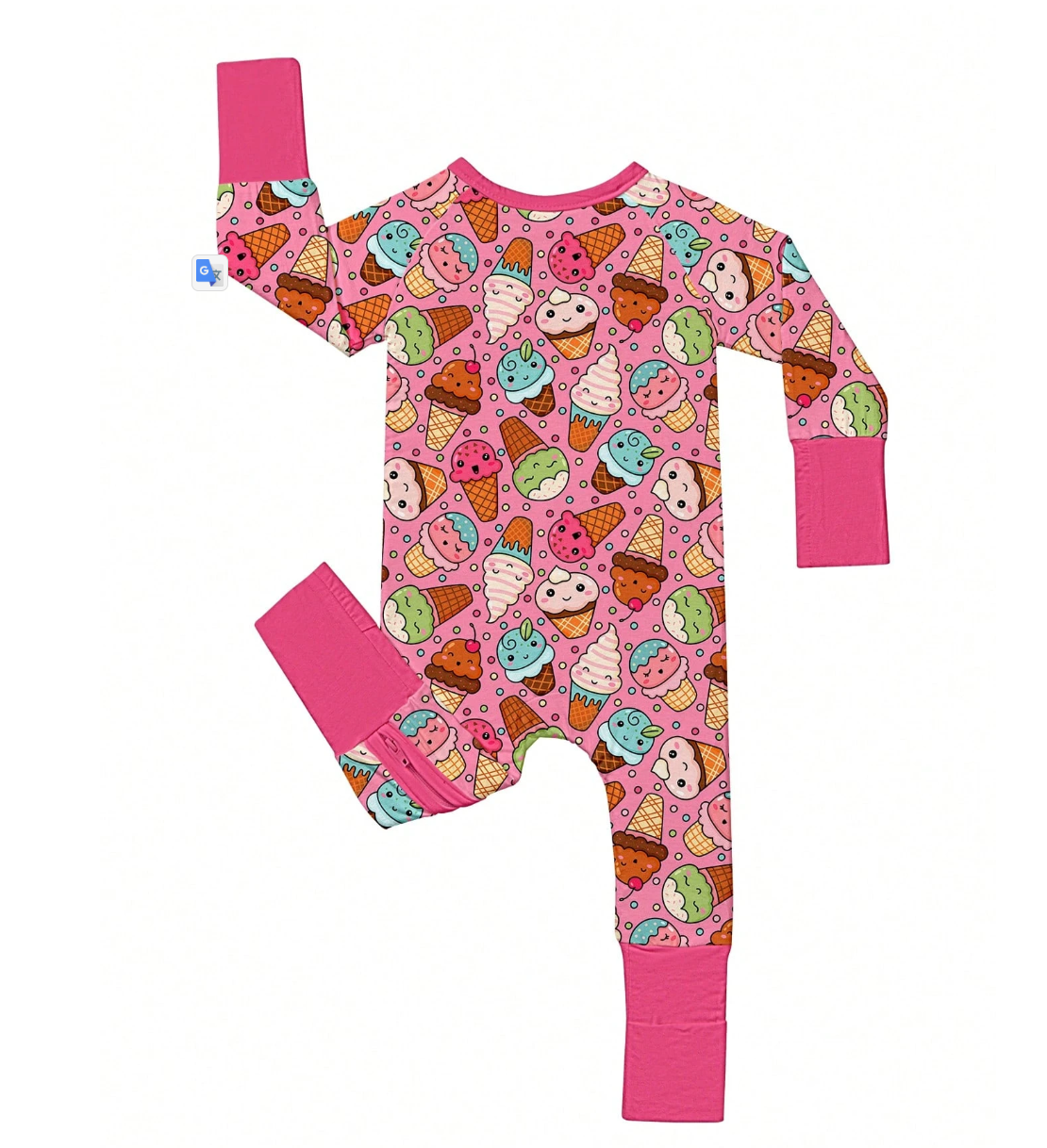 Baby Ice Cream Print Bamboo Romper