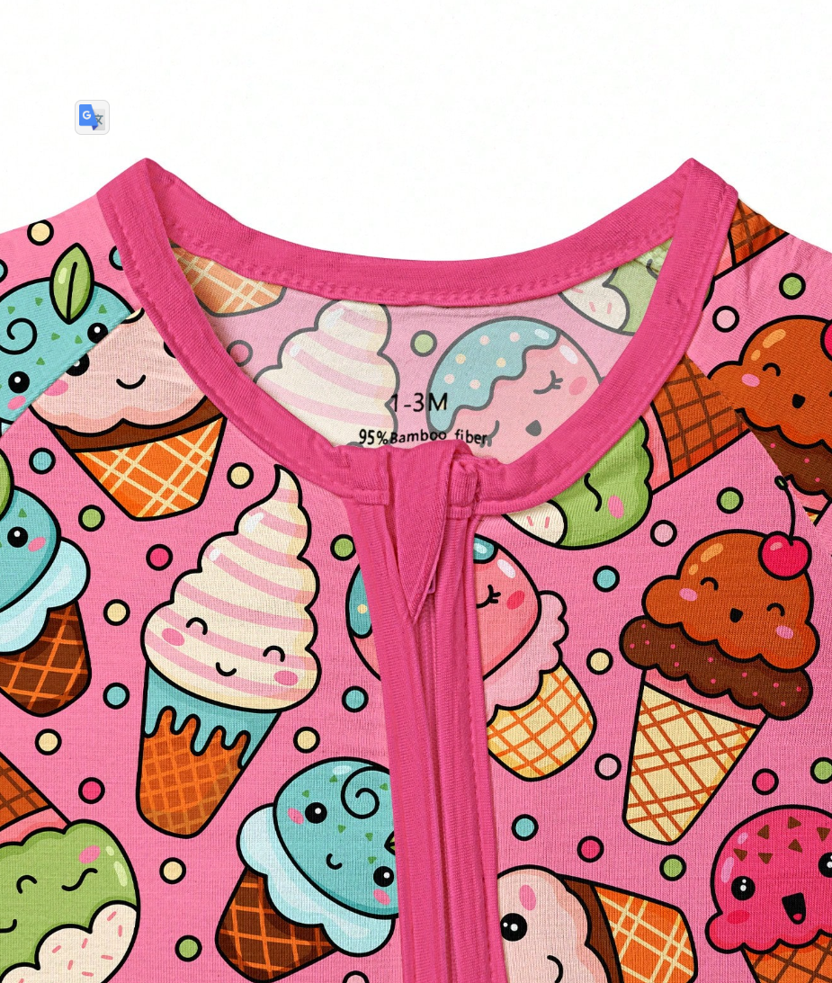 Baby Ice Cream Print Bamboo Romper