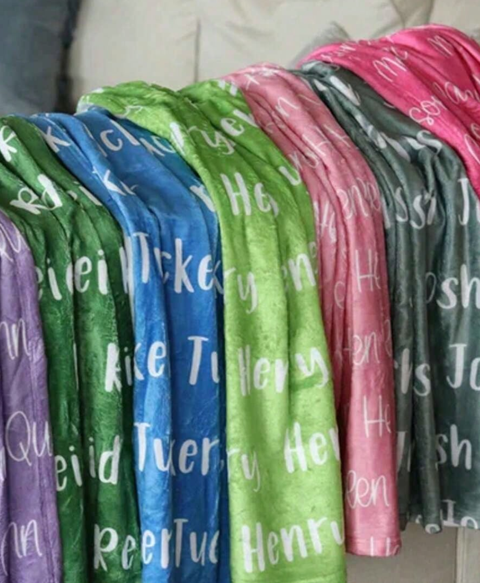 Personalized Name Flannel Throw Blanket