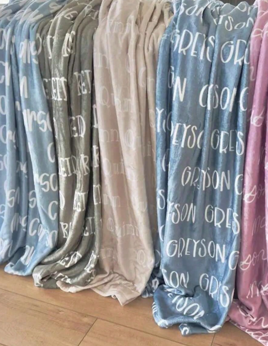 Personalized Name Flannel Throw Blanket