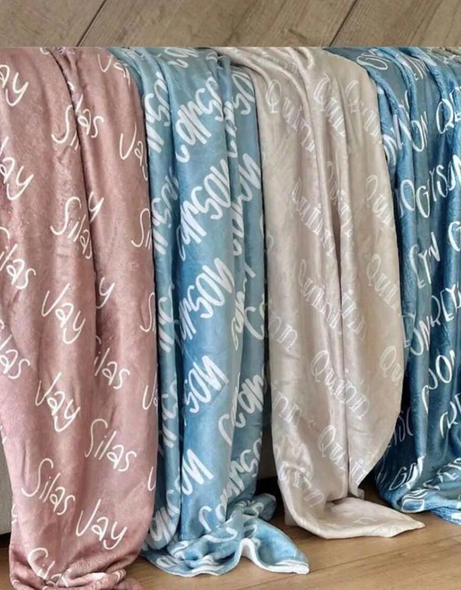Personalized Name Flannel Throw Blanket